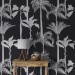 Black and white palm tree wallpaper, bold tropical decor