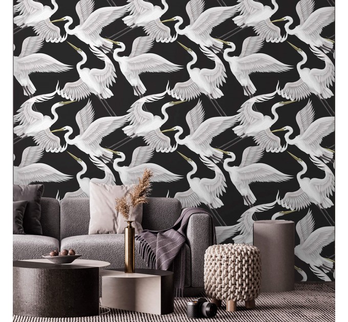 Dark wallpaper cranes, herons wallpaper