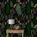Dark wallpaper fern leaves and herbs