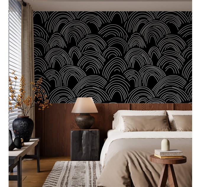 Dark wallpaper minimalist lines black and white rainbows