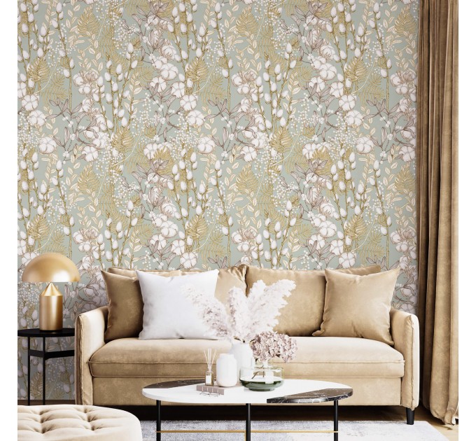 Floral wallpaper accent wall flowers