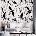 Floral wallpaper minimalist abstract flowers black and white