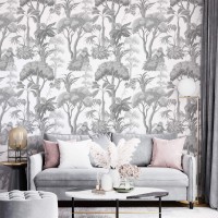 Neutral wallpaper trees and leaves