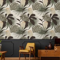 Floral wallpaper tropical large flowers