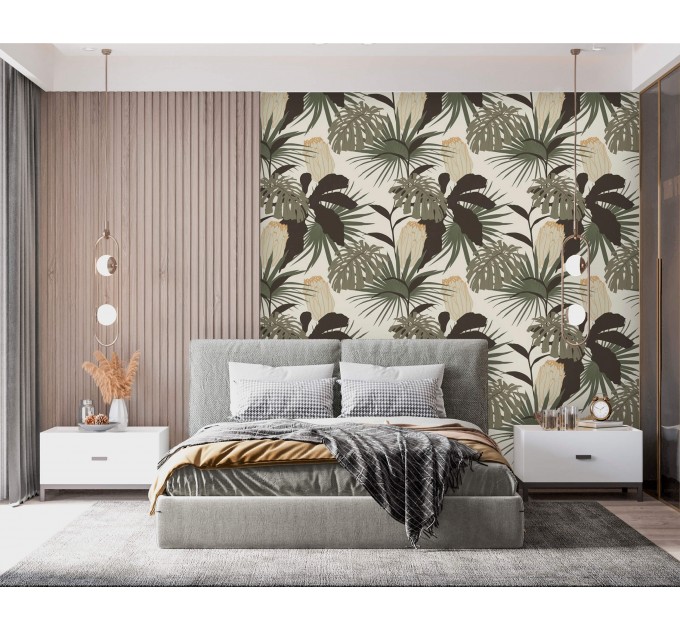 Floral wallpaper tropical large flowers