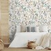 Floral meadow wallpaper, watercolor wildflowers and herbs