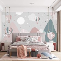 Girls room wallpaper mountains wall mural