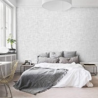 Gray linen look faux textile wallpaper minimalist