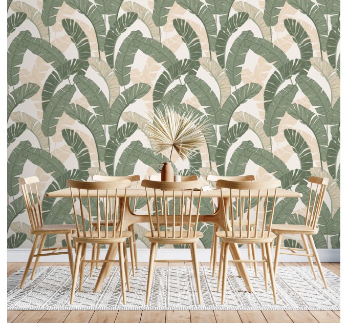 Large banana leaves wallpaper tropical design