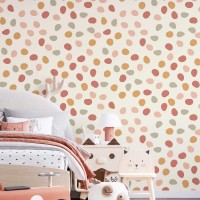 Nursery wallpaper baby girl room polka dot design