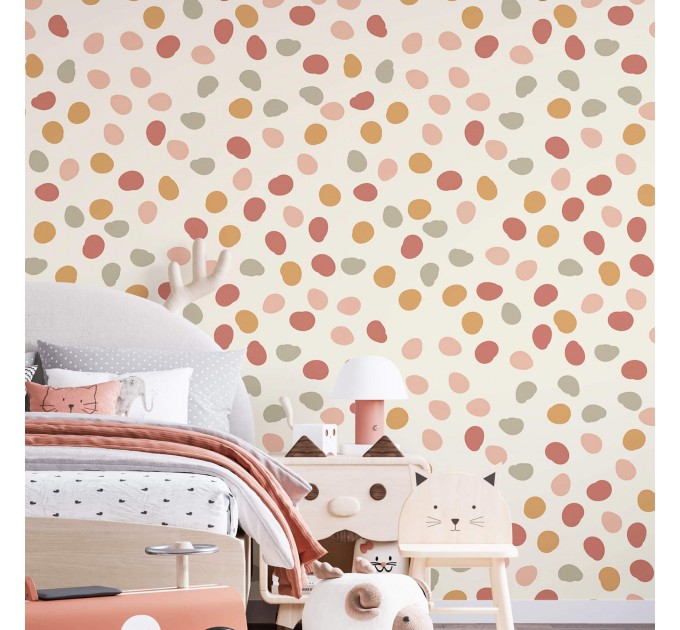 Nursery wallpaper baby girl room polka dot design