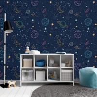 Space wallpaper baby boy room planets and stars