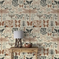 Vintage botanical wallpaper butterflies