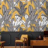 Tropical banana leaves wallpaper – modern botanical design