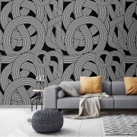 Abstract black and white wall mural Modern wallpaper