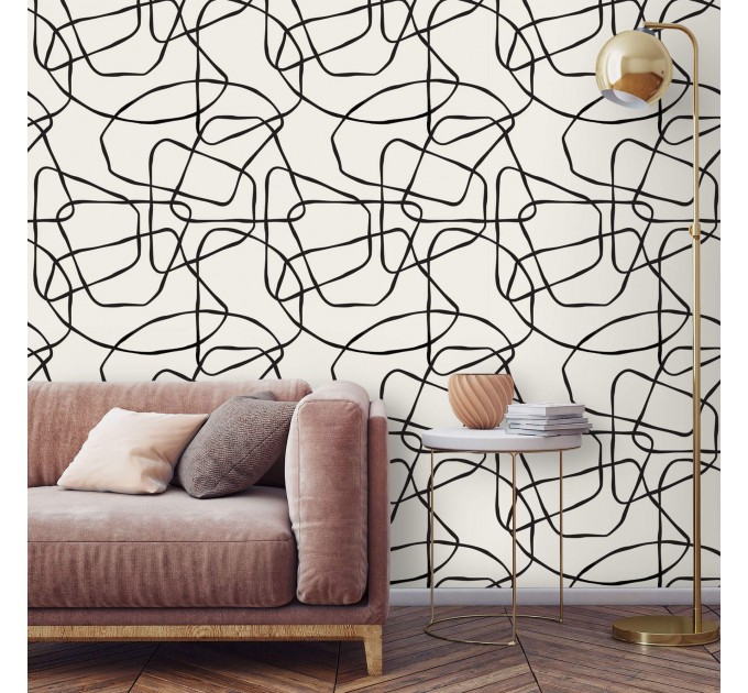 Abstract lines wallpaper minimalist style wall covering