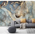 Abstract wall mural blue gold non metallic art wallpaper