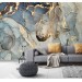 Abstract wall mural blue gold non metallic art wallpaper