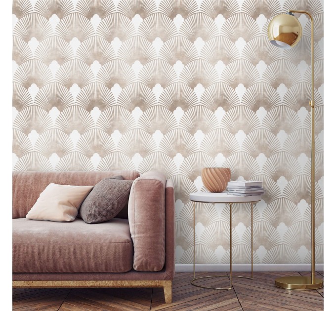 Art deco fans wallpaper neutral and elegant pattern