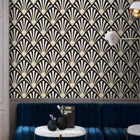 Elegant Art Deco wallpaper fans accent wallpaper
