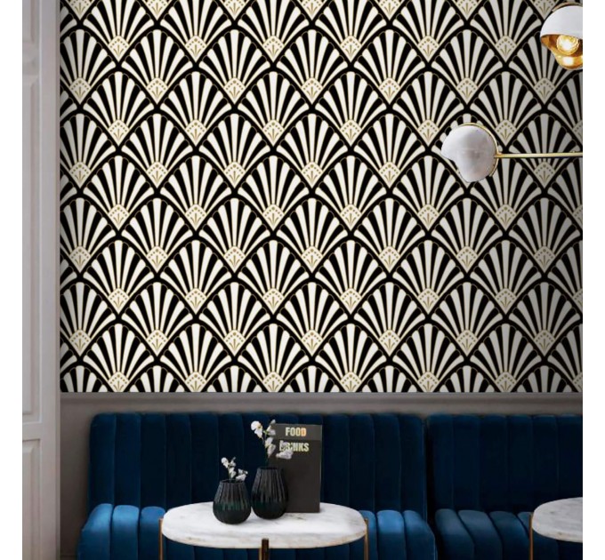 Elegant Art Deco wallpaper fans accent wallpaper