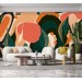 Colorful wallpaper mural Vibrant orange and green leaves
