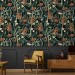 Dark botanical wallpaper Accent wallpaper leaves and herbs