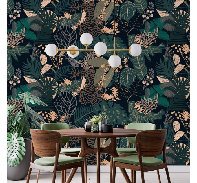 Dark botanical tropical wallpaper moody jungle foliage