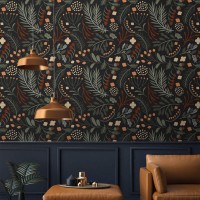 Dark floral botanical wallpaper – Vintage inspired foliage