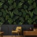 Dark green botanical wallpaper large leaves