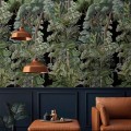Wallpaper with trees and leaves, dark botanical wallpaper