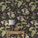 Dark botanical wallpaper vintage herbs and wildflowers