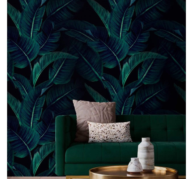 Dark botanical wallpaper leaves, dark academia style