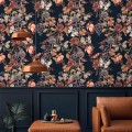 Dark vintage botanical wallpaper | Moths & Flowers