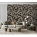 Dark wallpaper gold linear leaves non metallic