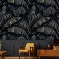 Dark tropical wallpaper large banana leaves