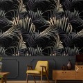 Exotic palm leaf wallpaper, moody tropical decor