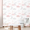 Girls nursery wallpaper stars clouds and moon