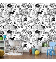 Graffiti monochrome wallpaper Urban style teenage room Graffiti monochrome wallpaper Urban style teenage room