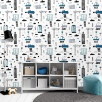 Kids wallpaper Cars boys room Baby boy bedroom