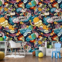 Kids wallpaper space planets and stars