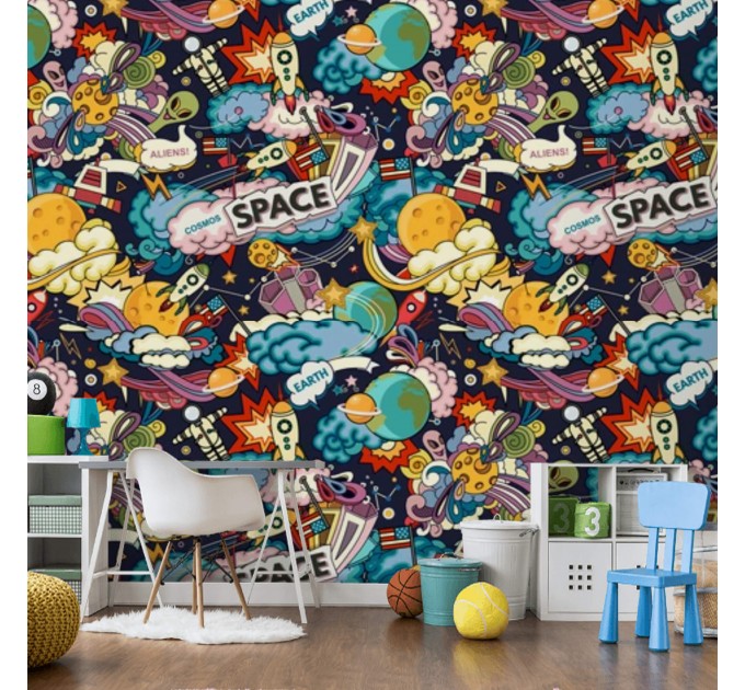 Kids wallpaper space planets and stars