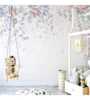 Nursery baby room pastel wallpaper Romantic floral wall