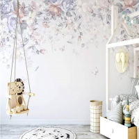 Nursery baby room pastel wallpaper Romantic floral wall