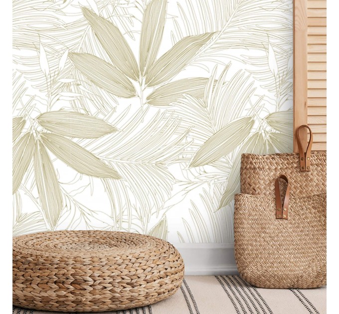 Tropical wallpaper minimalist palm leaves neutral colors