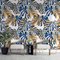 Tropical wallpaper monstera large leaves