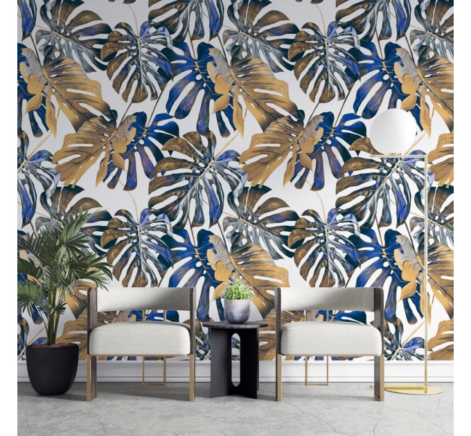 Tropical wallpaper monstera large leaves