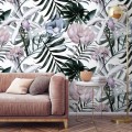 Tropical wallpaper mural oversized exotic flowers and leaves