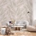 Tropical wallpaper neutral beige palm leaves