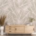 Tropical wallpaper neutral beige palm leaves